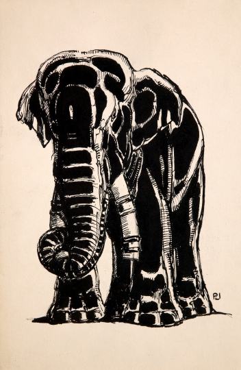 Paul JOUVE (1878-1973) - Éléphant, vers 1930.